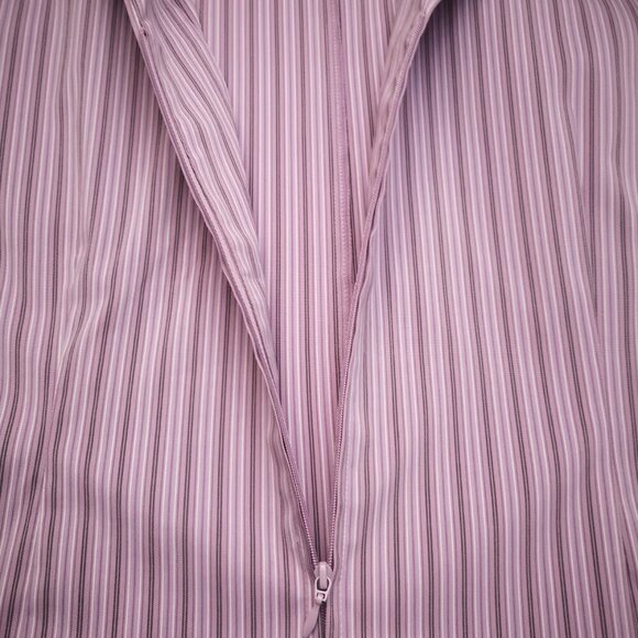 DCC Stretch Junior Plus Ladies Purple Black & White Striped Zipper Closure Shirt - Picture 5 of 8